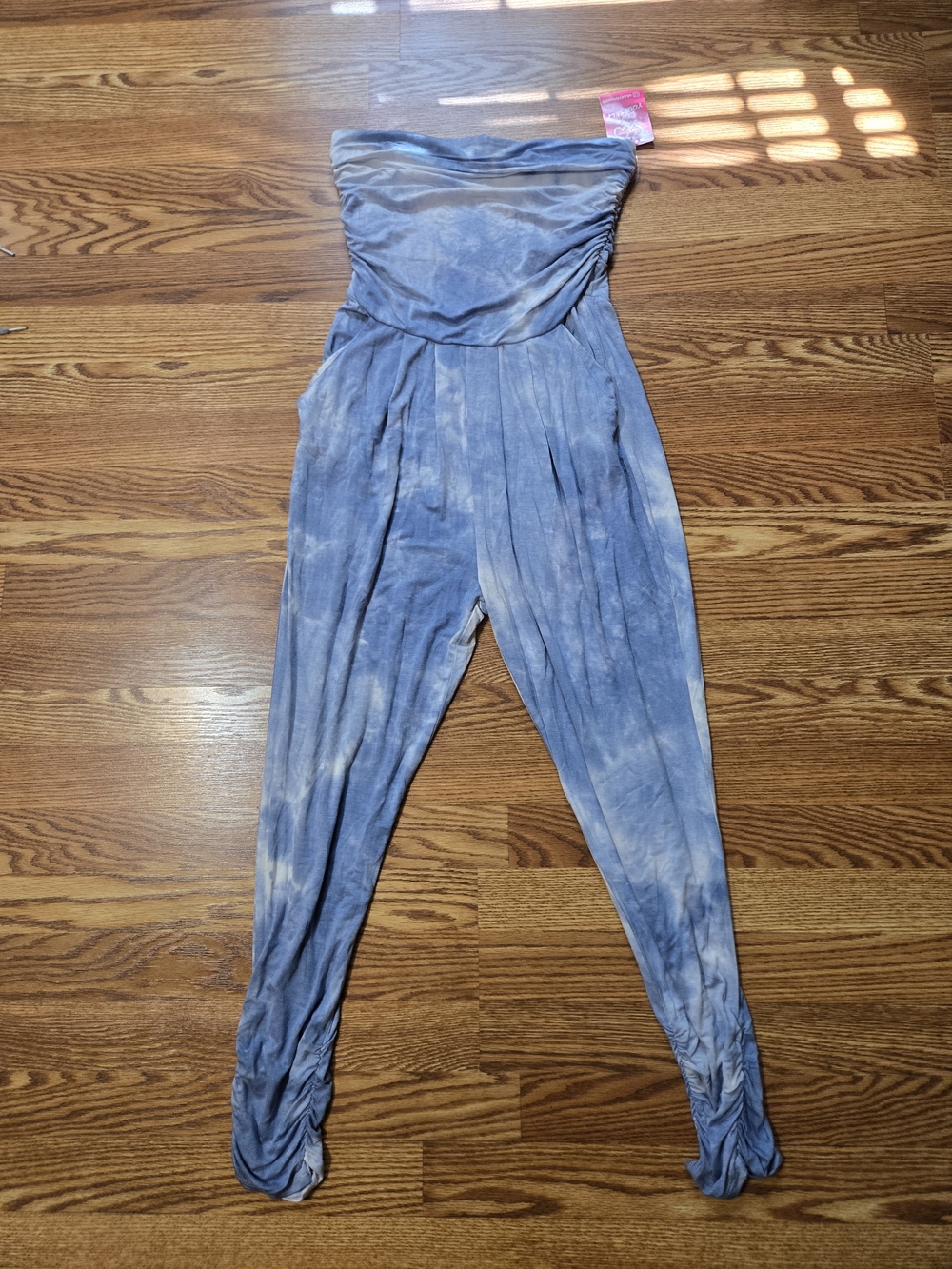 NWT Heart & Hips Strapless Blue Tie-Dye Jumpsuit Sz M - Picture 1 of 6